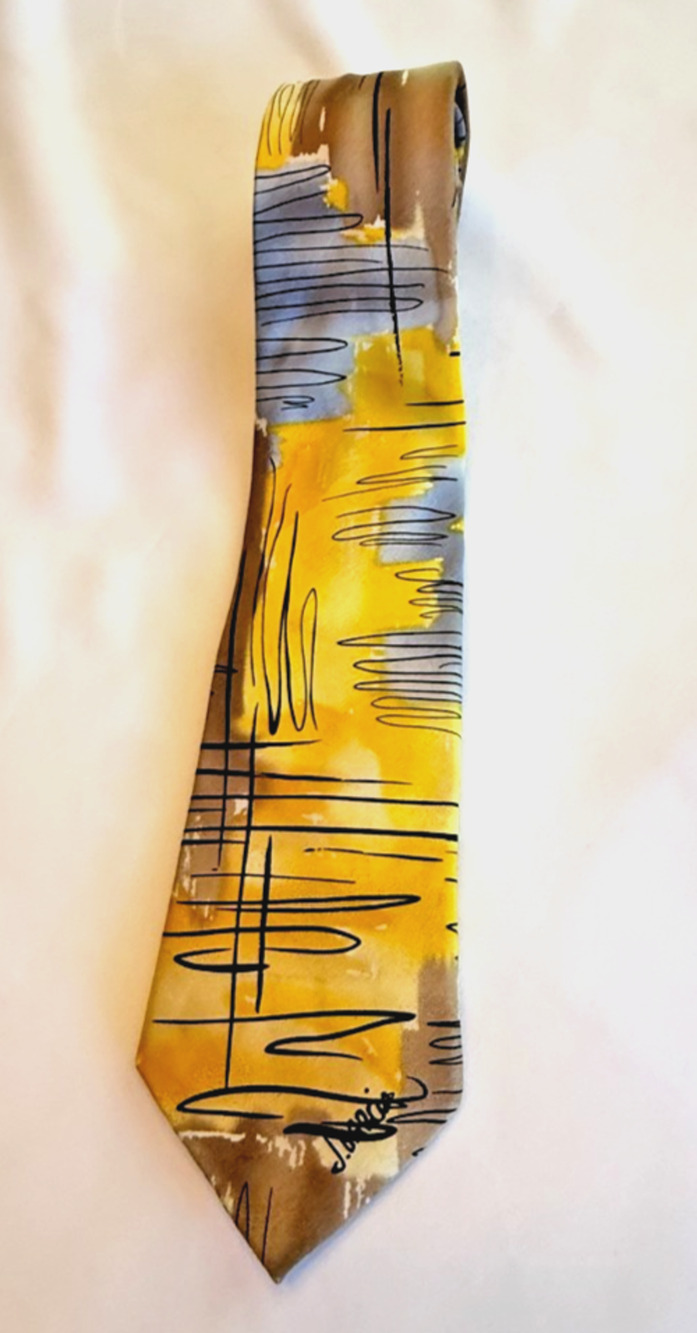 J. Garcia Mesa 100% Silk Men's Tie Yellow Gray Abstract Watercolor Collection